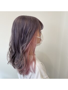 ラフ 原宿(L.a.a.g.f harajuku) ラベンダーカラー×インナーカラー ピンク@原宿