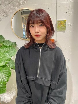 クリアーオブヘアー 栄南店(CLEAR of hair) レイヤーウルフ×ブリーチなし赤髪/RIHO
