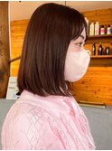 ピンクブラウン　艶髪　髪質改善　韓国風　顔まわり　顔周り