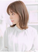 大人ガーリーミディアムレイヤー外ハネパーマA1上尾20代30代40代