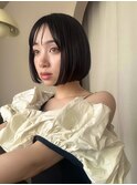 切りっぱなしボブ/ハイトーンピンクカラー