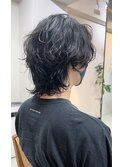 センターパート  ウルフ ニュアンスパーマ