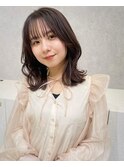 くびれカール シースルーバング ミディアムヘア