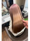 シンプルストレートブロンドベージュ◎艶ピンク