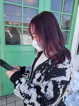 フゥカ 売市店(fuka) お顔周りレイヤーカット+韓国人風スタイル+ラベンダーカラー