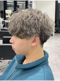 ハイライトメンズ波巻きスパイラルパーマサーフスタイルウルフ