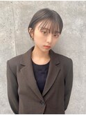 小顔ショート　くびれショート　くびれボブ　丸みショート　前髪