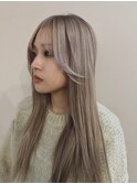 髪質改善/さら艶ストレート/大人ハイトーン/ベージュ/イメチェン