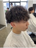 *波巻きパーマ/刈り上げマッシュ/メンズ/水戸パーマ/学割/眉毛
