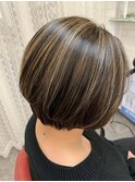 髪質改善　ハイライトカラー　白髪ぼかし　ボブ@田代7/31