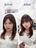 ミニョン(Mi9non) ミディアムレイヤー/くびれミディアムシャギーカット/韓国ヘア