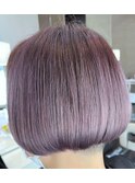 襟足すっきり刈り上げボブ×艶カラーペールパープル