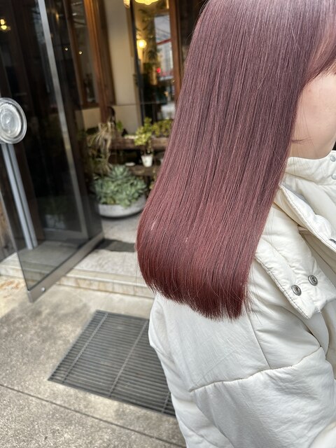 美髪カラー/ブリーチなしカラー/ピンクブラウン