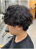 波巻きパーマメンズパーマメンズヘアツーブロックツイストパーマ