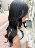 韓国ヘア ウェーブヘア 黒髪 ブルーブラック 髪質改善 レイヤー