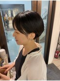 大人ショートボブ丸みショートカットマッシュショート前髪あり