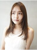顔まわりレイヤーカット/くびれヘア/透明感ベージュ/渋谷