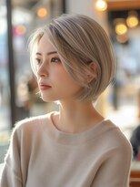 ムウ 難波(MOU)&nbsp;ショートボブルフ小顔ワンレンハイトーンカラー20代30代40代50代