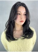 美髪顔周りレイヤーくびれヘアロング_F0011