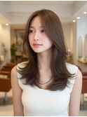 透明感/レイヤーカット/顔まわりカット/ブラウンアッシュ