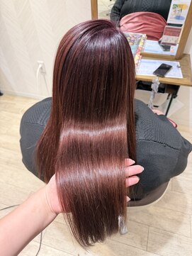 ヴィヴァーク 拝島駅前店(vivarc) 髪質改善アプリコットレッドピンクカラー