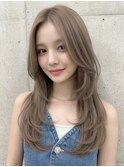 イメチェンヘアスタイル 、ピンクベージュ、アンブレラカラー