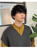ミディアムメンズスパイラルカットパーマ/表参道原宿明治神宮前