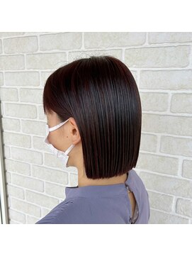 アボックス(abox) 切りっぱなしボブ×地毛風ピンクブラウン