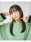 顔まわりカット/黒髪ストレートセミロング