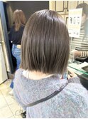 ワンカラーベージュブリーチなしダブルカラー切っぱなしボブ横浜