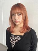 ブリーチカラーで明るくオレンジカラー