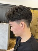 大人男性ナチュラルパーマビジカジ清潔感アッシュブラック