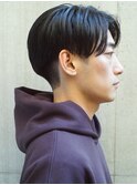 スパイキーショートブルーブラックフェザーパーマサーフカール