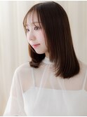 顔周りレイヤースタイル艶感ストレートミディアムY大宮20代30代