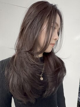 ビーシャンス(B.Chance) 大人レイヤーカット×ブリーチ無しピンクパープルカラー