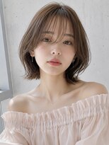 ノア 三宮店(NOA)&nbsp;【NOA】前髪長めレイヤーボブベージュカラー｜韓国風くびれヘア