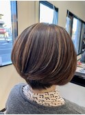 グレーヘアアレンジ　ハイライト　