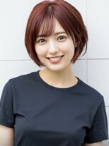ファクトリーファイブ(Factory5)&nbsp;小顔ボブミディアムレッド20代30代40代くびれミディ韓国ヘア