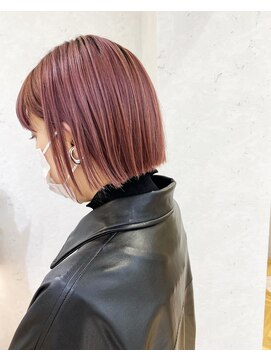 ロンドプランタン 恵比寿(Lond Printemps) ピンクカラー　切りっぱなしボブ