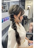 ヘアセット×サイド編みおろし