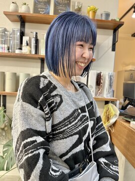 ソソ(soso) 【soso山本】切りっぱなしネイビーカラー【横浜/ブリーチ】