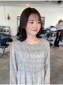 20代30代大人可愛いミディアムレイヤーココアブラウン