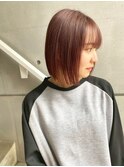 切りっぱなしボブ/暖色カラー