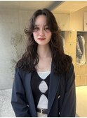 コテ巻き風パーマ/くびれレイヤーボブ/韓国巻き風/顔周りカット