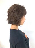 小顔ボブ/切りっぱなし/外ハネ/無造作ラフカールミディ/30代40代