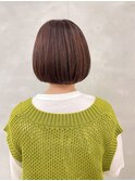 ボブ×ハイライト×ピンクブラウン
