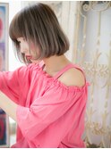 mod's姪浜/グレーベージュぱっつん前髪フレンチカジュアルg