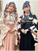 卒業式♪個性的で可愛いお二人でご来店『袴着付け＋ヘアセット』