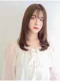 ミディアム　顔周りレイヤー　自由が丘　インナーカラー　韓国