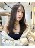 垢抜け！顔まわりレイヤー　前髪縮毛　シースルーバング